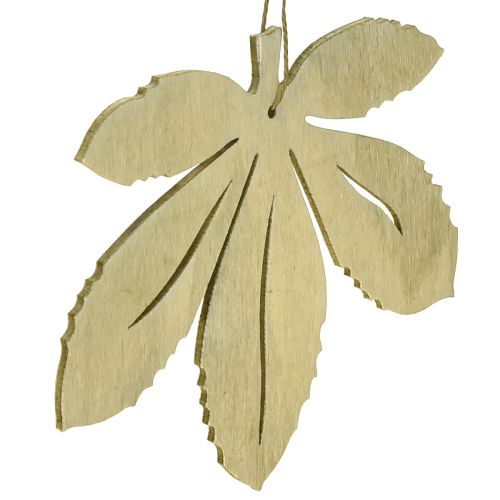 Artikel Dekorativ hängare trä höstlöv grön natur brun 12x10cm 12 st