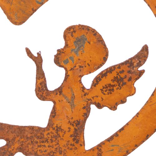 Dekorativa hängande metalldekorationer, rostig yta, hjärtformad ängeldesign, Ø15 cm, 6 stycken | Floristik24.se