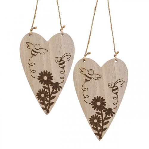 Dekorativ hängare trä dekorativa hjärtan blommor bin dekoration 10x15cm 6 stycken