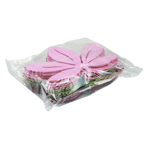 Artikel Dekorativ galge trä höstlöv rosa lila grön 12x10cm 12 st