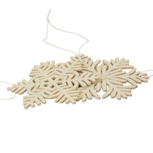 Floristik24 Deco hängare trä snöflingor deco vit glitter Ø10cm 12st