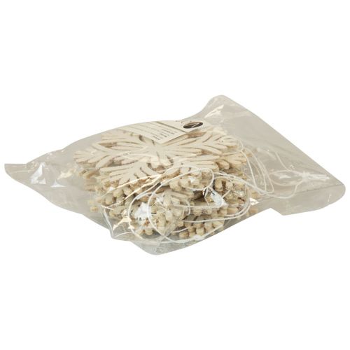 Floristik24 Deco hängare trä snöflingor deco vit glitter Ø10cm 12st