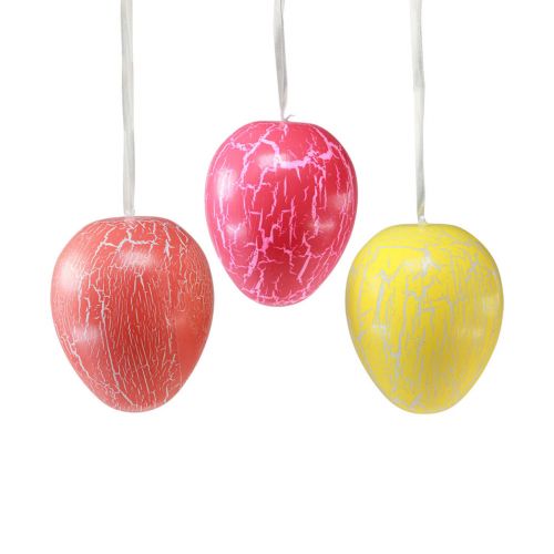 Artikel Dekorativ hängare påskägg gul/rosa/röd craquelure Ø15cm 3 st