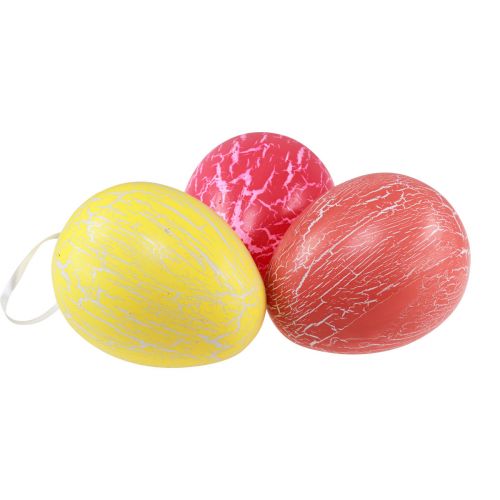 Artikel Dekorativ hängare påskägg gul/rosa/röd craquelure Ø8,5cm 3 st