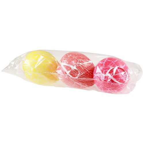 Artikel Dekorativ hängare påskägg gul/rosa/röd craquelure Ø8,5cm 3 st
