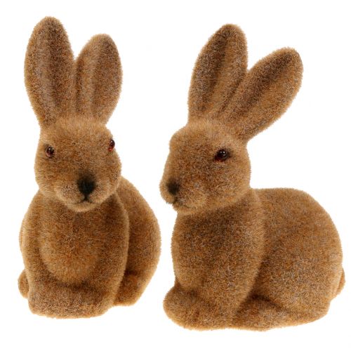 Artikel Dekorativ kanin flockad brun påskhare dekoration 15cm 4 st