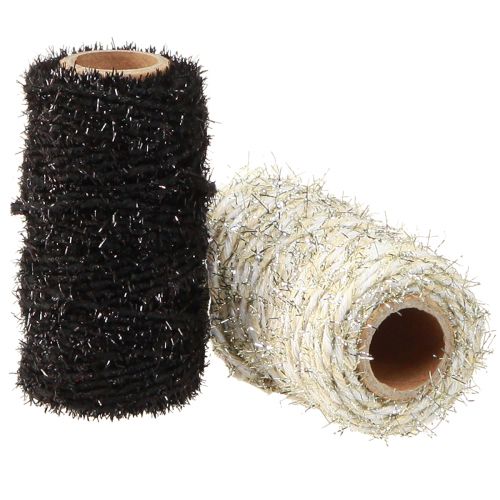 Artikel Dekorationssladd glitter svart beige vit B1,5mm L25m 2 st