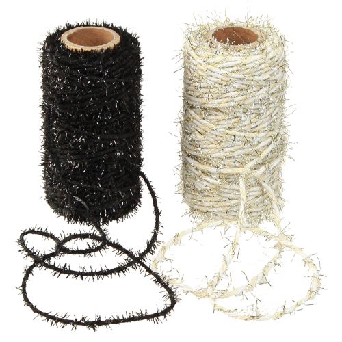 Artikel Dekorationssladd glitter svart beige vit B1,5mm L25m 2 st