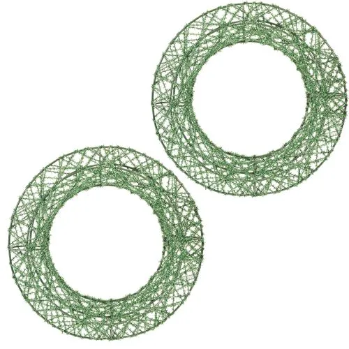 Grön dekorativ krans av trådnät för gör-det-själv-projekt, 19 cm, 2 stycken köpa | Floristik24.se