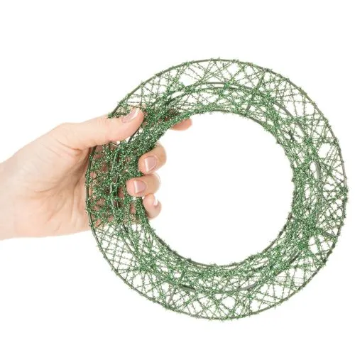 Grön dekorativ krans av trådnät för gör-det-själv-projekt, 19 cm, 2 stycken | Floristik24.se