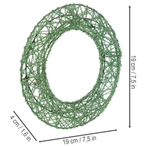Grön dekorativ krans av trådnät för gör-det-själv-projekt, 19 cm, 2 stycken | Floristik24.se