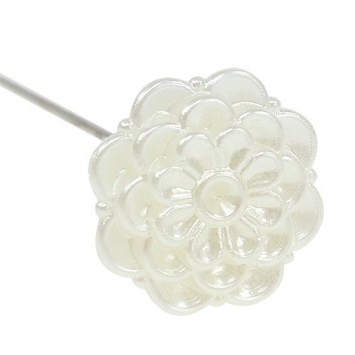 Floristik24 Dekorativ stift blomma vit Ø2cm H6cm 24 st