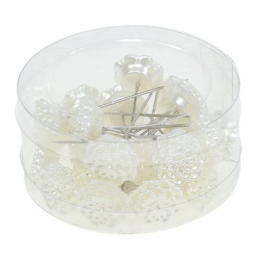Floristik24 Dekorativ stift blomma vit Ø2cm H6cm 24 st
