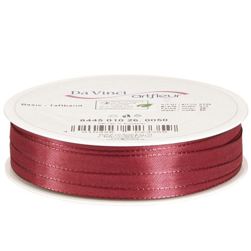 Artikel Dekorativt band smalt taftband Bordeaux 10mm 50m