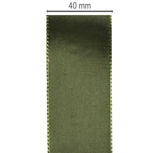 Satinband för presentinslagning, taftband, grönt, 40 mm brett, 5 m långt | Floristik24.se