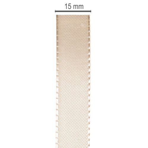 Dekorativt band satinband taftband beige 15mm 50m | Floristik24.se