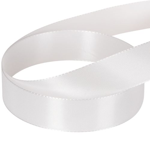 Dekorativt taftband, vitt, 25