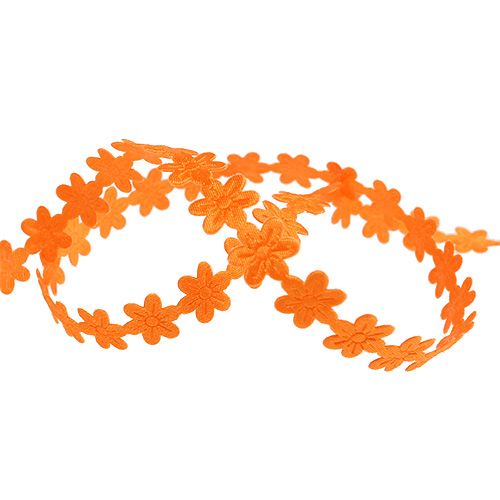 Floristik24 Dekorativt band med blomma 1 cm orange 20m