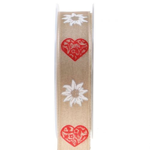Floristik24 Dekorationsband med edelweiss natur 25mm 20m