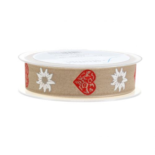 Floristik24 Dekorationsband med edelweiss natur 25mm 20m