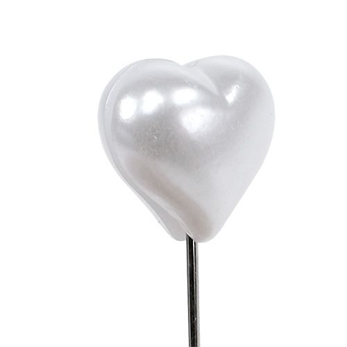 Floristik24 Dekorativ hjärtstift vit 1,5 cm 36st
