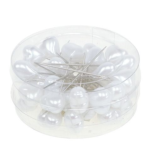 Floristik24 Dekorativ hjärtstift vit 1,5 cm 36st