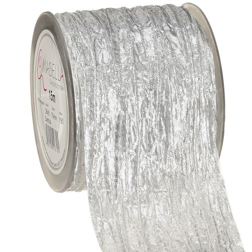 Dekorativt band presentband bordsband silver ljus 75mm 15m