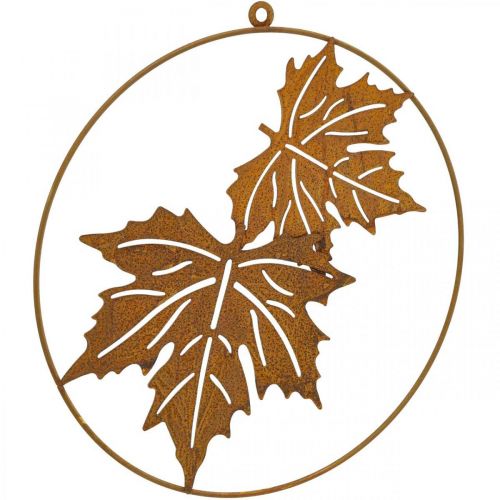 Floristik24 Dekorring blad patina metallring rostdekor väggdekoration Ø30cm