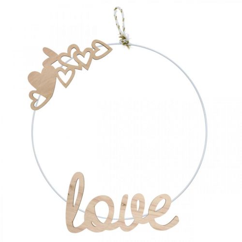 Artikel Hjärtan "Love" trädekoration naturlig med magnet dekoration skylt 20,5/25cm 6 stycken