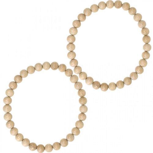 Artikel Dekorativ ring träpärlor natur hängande dekoration bordsdekoration Ø19,5cm 2st