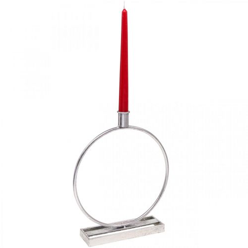 Floristik24 Dekorativ ring metall ljusstake antiksilver Ø25cm H30,5cm