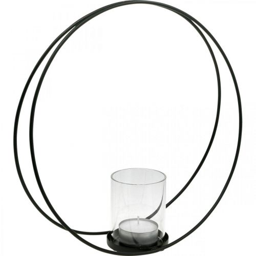 Artikel Dekorativ ringlykta metallljusstake svart Ø35cm