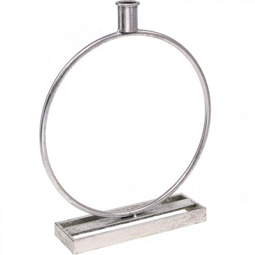 Dekorativ ring metall ljusstake antiksilver Ø25cm H30,5cm