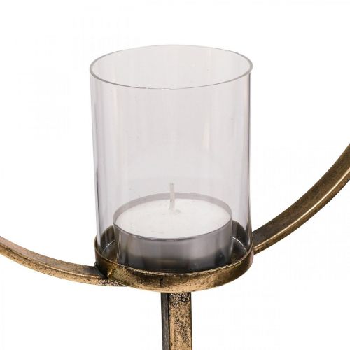 Floristik24 Dekorationslykta Metall Ljusstake Guldglas Ø28cm