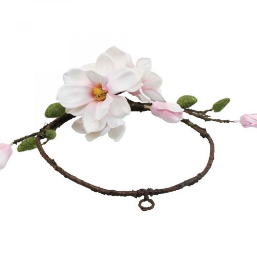 Floristik24 Dekorativ ring konstgjord magnolia vårdekoration för upphängning Ø24cm