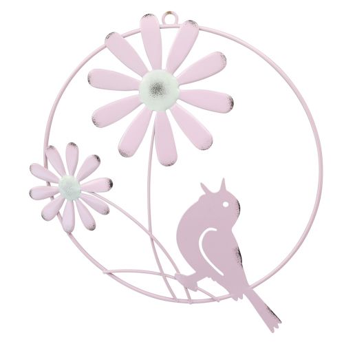 Artikel Dekorring Metall Hängande Dekoration Blommor Rosa Ø23cm 4 st