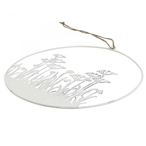 Artikel Dekorring vit metall dekorativ blomsteräng vårdekor Ø22cm