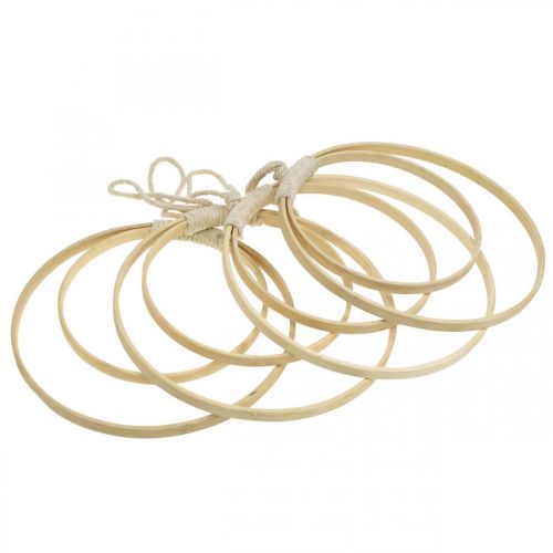 Artikel Ring för upphängning, DIY, fönsterdekoration, boho-stil, dubbelring naturliga färger Ø20/15cm 4 st