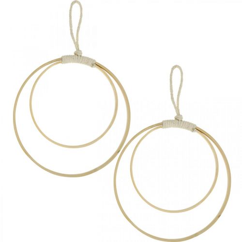 Floristik24 Ring för upphängning, DIY, fönsterdekoration, boho-stil, dubbelring naturliga färger Ø20/15cm 4 st