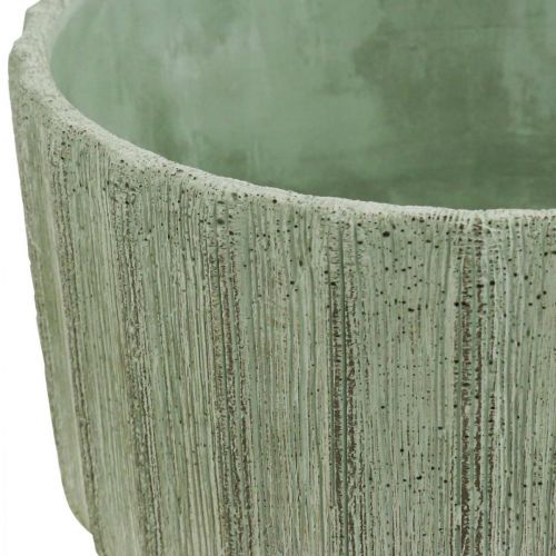 Artikel Dekorativ skål grön keramik retro randig Ø20cm H11cm
