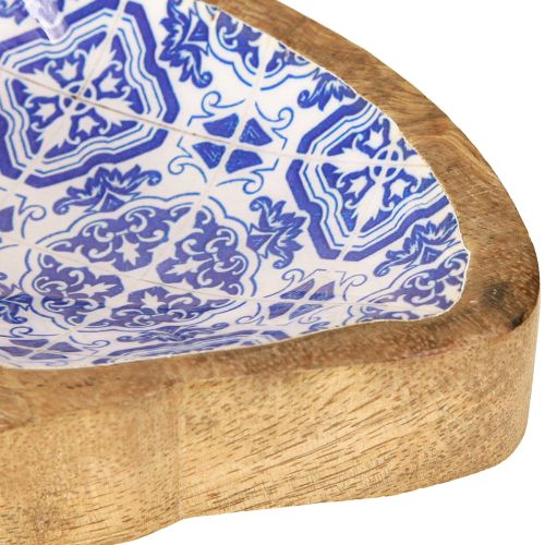Artikel Dekorativ skål trä fisk dekoration naturlig blå vit 18×11×3cm