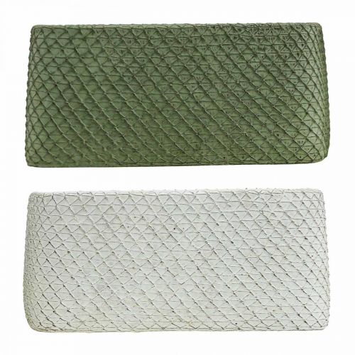 Floristik24 Dekorativ skål keramik grön vit reliefnät 23x12,5cm H11cm 2st