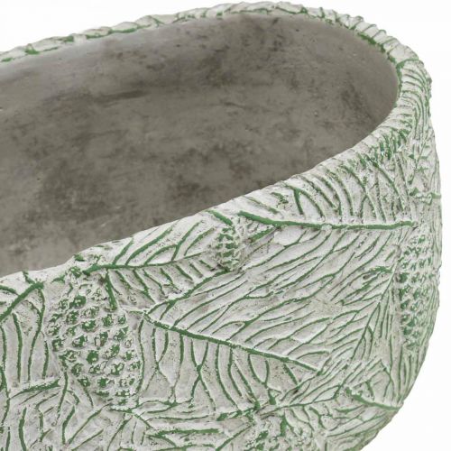 Artikel Dekorativ skål keramik oval grön vit grå gran grenar L22,5cm