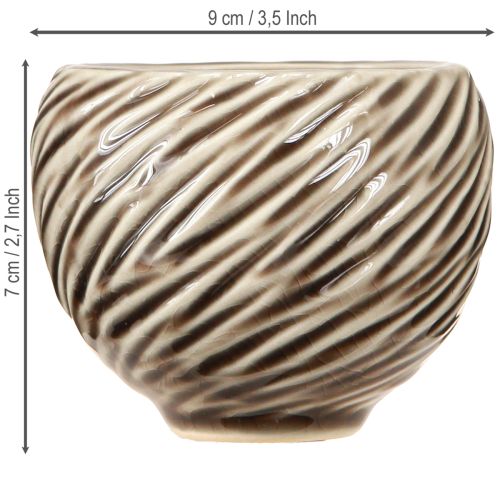 Artikel Dekorskål Keramik Spiraldekor Beige Brun Ø9cm 4st
