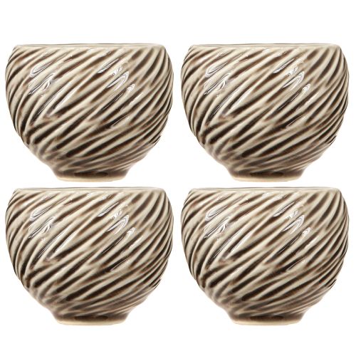 Artikel Dekorskål Keramik Spiraldekor Beige Brun Ø9cm 4st