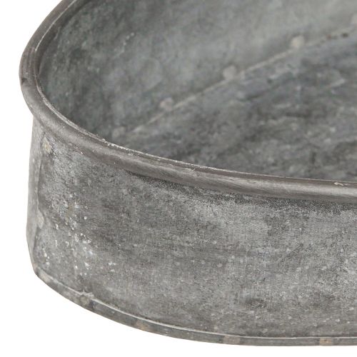 Floristik24 Dekorativ skål metallsockel skål oval grå L33cm/31cm set om 2