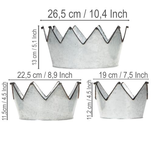 Artikel Dekorativ skål metall skål krona Ø26,5/22,5/19cm set om 3