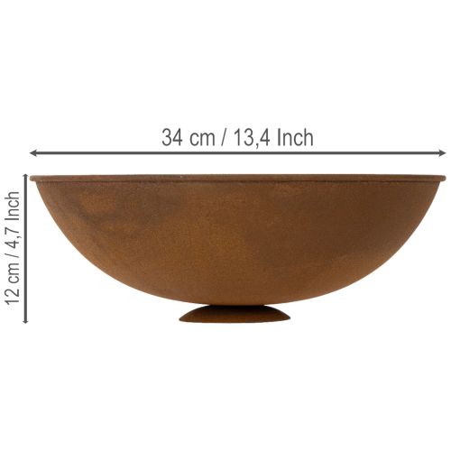 Artikel Dekorativ metallskål, rostfärgad, vintagedekor, Ø34cm H12cm