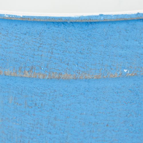 Artikel Dekorativ skål/planter, blå metall, shabby chic-inredning, Ø17 cm, H8,5 cm