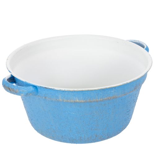 Artikel Dekorativ skål/planter, blå metall, shabby chic-inredning, Ø21 cm, H10,5 cm